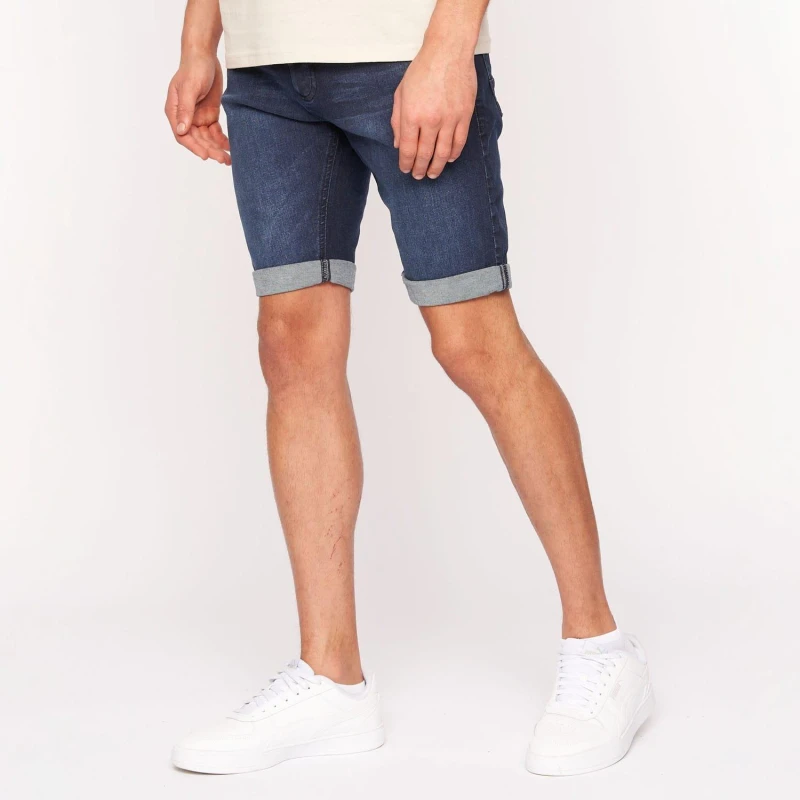 Image of Crosshatch Crosshatch Men Reestier Denim Shorts in Dark Blue Size: 30 Dark Blue 30 Male 5059294264839