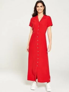 Image of Calvin Klein Jeans Smooth Button Down Dress - Red, Size L, Women