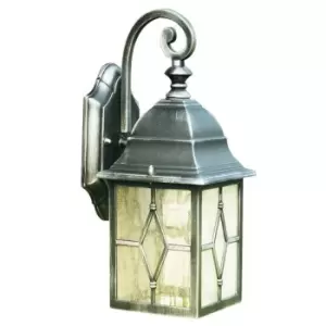 Image of Netlighting Genoa 1 Light Outdoor Garden Wall Lantern Black Silver with Lead Gla