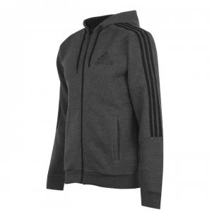 Image of adidas Mens Full Zip Track Top Hoodie - DrkGrey/Black