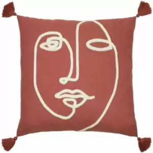 Image of Furn Uno Face Cushion Cover (One Size) (Brick Red) - Brick Red