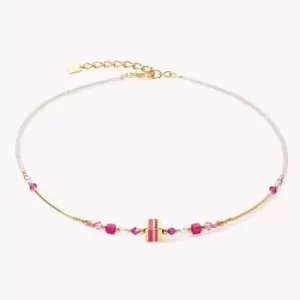 Image of Coeur De Lion Elegance Crystals Necklace Gold Pink Crystal Pearls