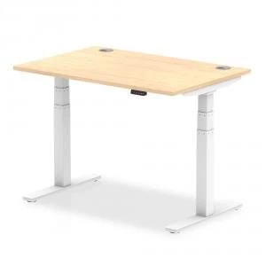 Image of Trexus Sit Stand Desk With Cable Ports White Legs 1200x800mm Maple Ref