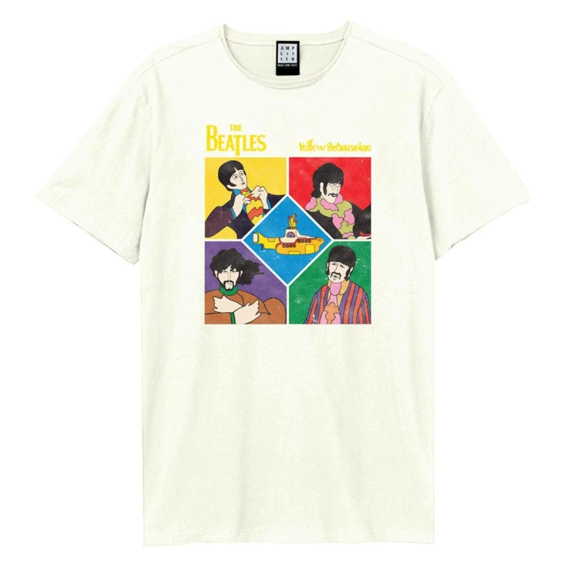 Image of Amplified Amplified Men Yellow Submarine Shapes The Beatles T-Shirt in White Size: X-Small White XS Male 5063652186992