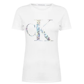Image of Calvin Klein Jeans Metallic Logo T Shirt - YAF White
