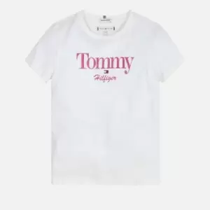 Image of Tommy Hilfiger Girls Tommy Graphic Glitter T-Shirt - Ancient White - 14 Years