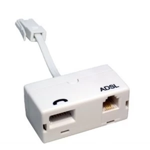 Image of BT (M) to BT (F) and RJ11 (F) White OEM Leaded ADSL Micro Filter Adapter