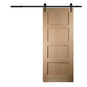 Image of JELD-WEN Shaker 4 Panel Unfinished White Oak Internal Sliding Barn Door - Urban Track