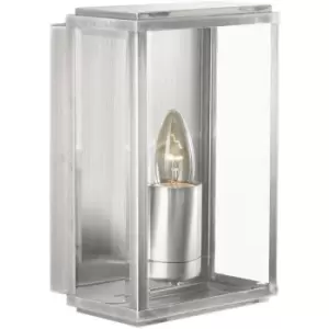 Image of Wall lamp 1 bulb Outdoor & Porch, in satin silver and glass