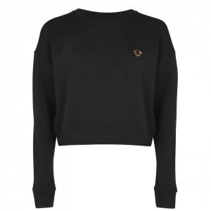 Image of True Religion Horseshoe Crop Sweatshirt - 19-0303 Jet Blk