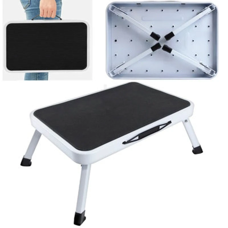 Image of Gr8 Home Single Step Folding Caravan Stool Steel Non Slip Mat Ladder Van Motorhome Camper Wine