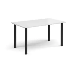 Image of Rectangular Black radial leg meeting table 1400mm x 800mm - white