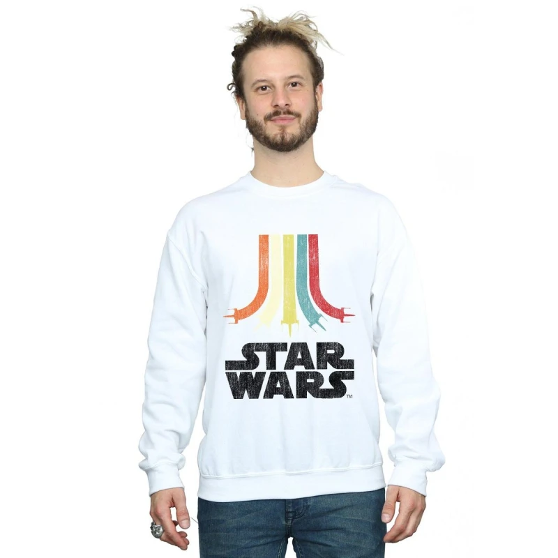Image of Star Wars Star Wars Men Rainbow Sweatshirt in White Size: Small White S Male 5057864420296