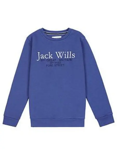 Image of Jack Wills Navy Junior Crew Neck Sweatshirt Navy Boys 10/11Y 199353UK
