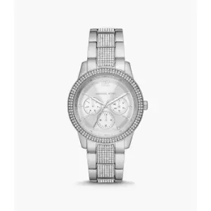 Image of Michael Kors Womens Tibby Multifunction Stainless Steel Watch - Silver