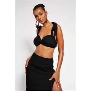 Image of I Saw It First Black Bardot Twist Front Crop Top - Black