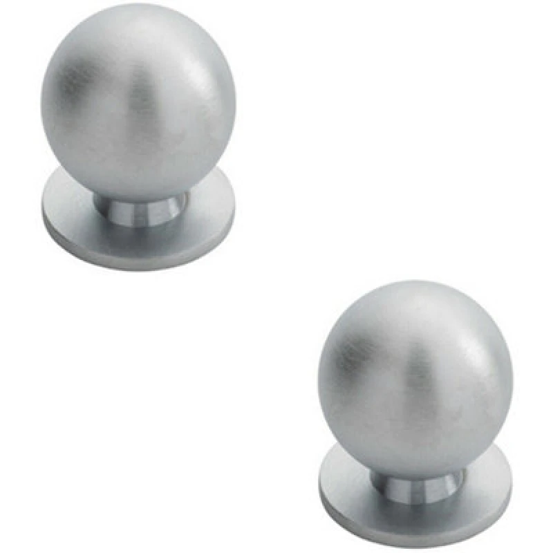 Image of Loops 2x Solid Ball Cupboard Door Knob 30mm Diameter Satin Chrome Cabinet Handle Multi unisex