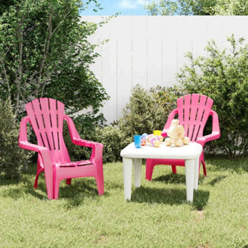 Image of VIDAXL Garden Chairs 2 pcs for Children Pink 37x34x44cm pp Wooden Look Vidaxl 364741