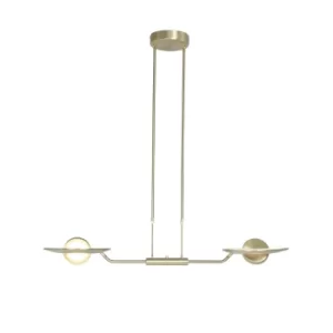 Image of Zenith Straight Bar Pendant Ceiling Light Brass Brushed, Plastic Matt