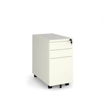 Image of Steel 3 drawer narrow mobile pedestal - white