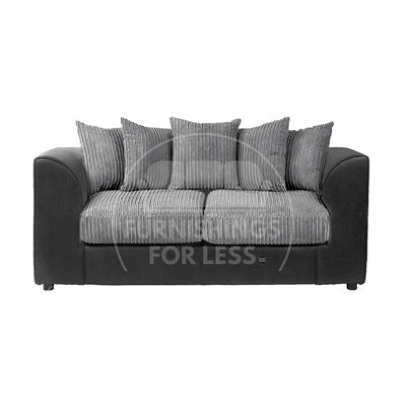 Image of Furnishings For Less UK Luxor Jumbo Cord Black And Grey Fabric 3 Seater Sofa