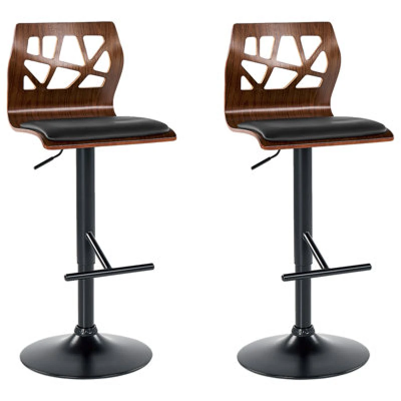 Image of Beliani Set Of 2 Bar Chairs Petersburg Faux Leather Swivel Black
