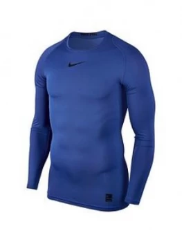 Image of Nike Pro Long Sleeve Training Top, Royal, Size 2XL, Men