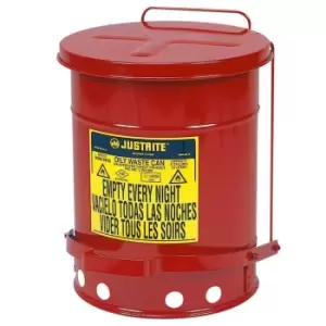 Image of Justrite Oily Waste Cans 80ltr for solvent / flammable wipes