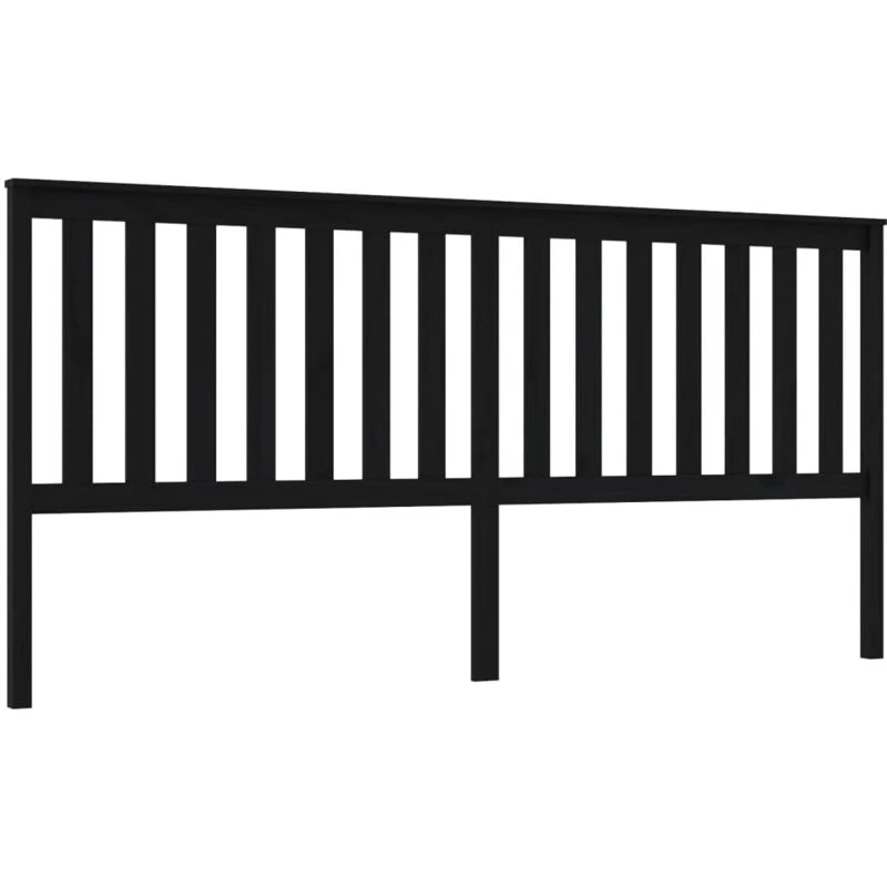 Image of Vidaxl Bed Headboard Black 206X6X101cm Solid Wood Pine, Black 818544