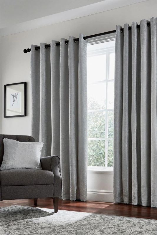 Image of Helena Springfield Helena Springfield 'Roma' Woven Lined Curtains in Silver Size: 167cm width x 183cm drop Silver 167cm width x 183cm drop Unisex 50