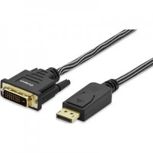Image of ednet DisplayPort / DVI Cable 3m gold plated connectors, screwable Black [1x DisplayPort plug - 1x DVI plug 25-pin]