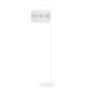 Image of Mogi White Floor Lamp with Shade with Black, Gold Fabric Shades, 1x E27