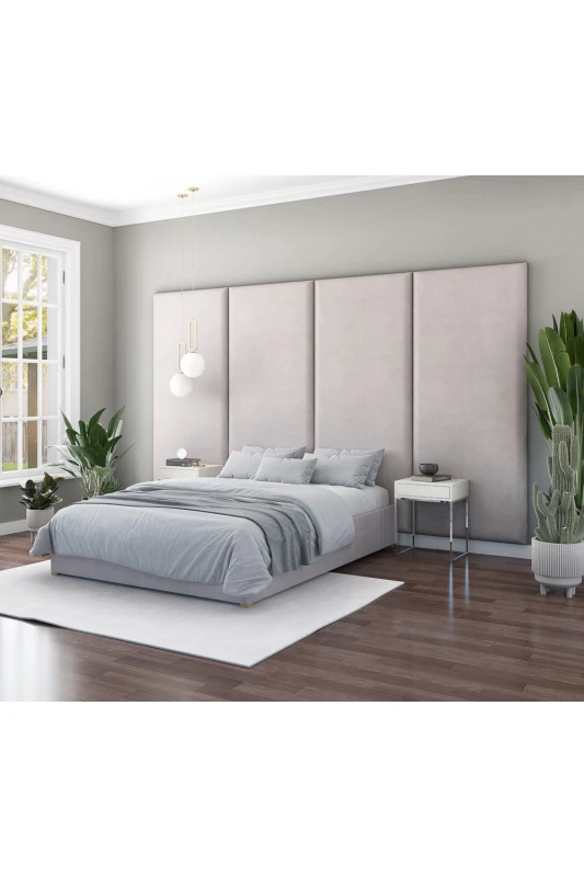 Image of Aspire Aspire Large Upholstered Headboard Wall Panel, UK Made in Silver Silver One Size Unisex 5057632213495