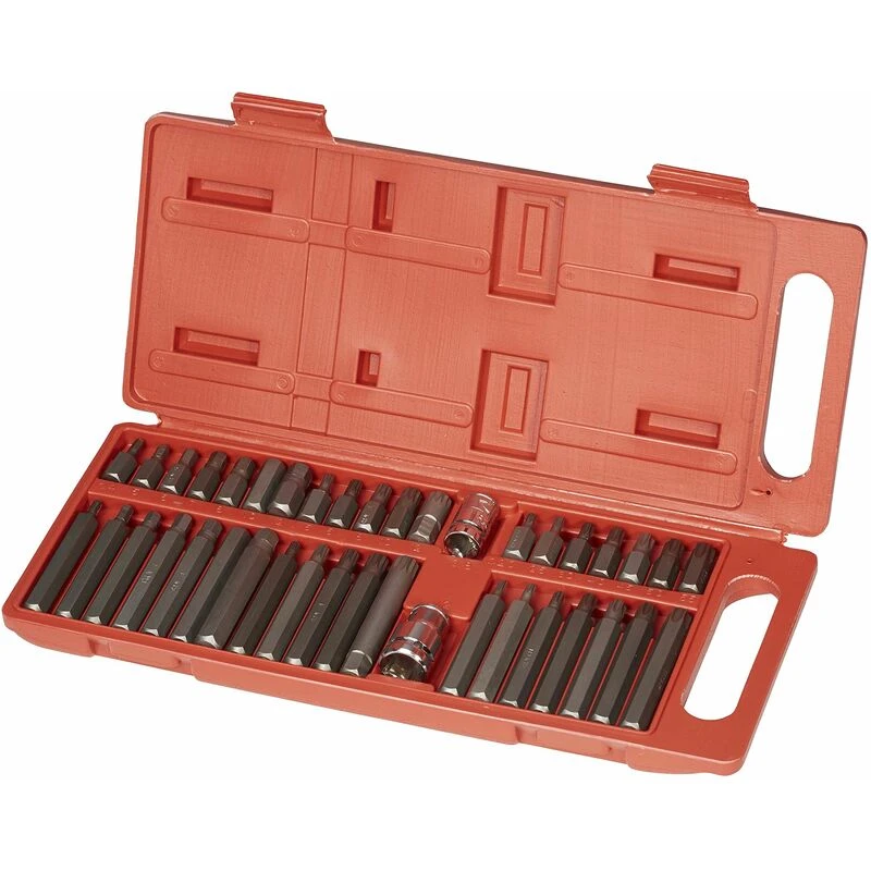Image of 40pc Power Bit Set - Torx Star Spline 12 38 Drive Hex Socket Chrome Vanadium - set torx star spline 12 38 drive 40pc power bit hex socket chrome