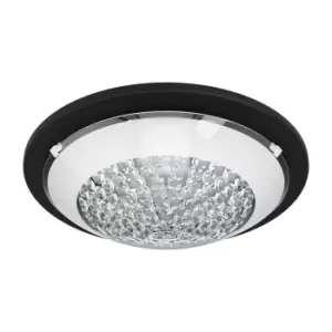 Image of Wall Flush Ceiling Light Black Shade White Clear Glass With Crystals LED 11W