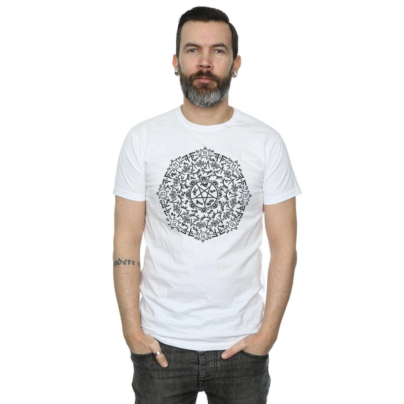 Image of Supernatural Supernatural Men Symbol Circle T-Shirt in White Size: Small White S Male 5057245673648