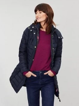 Image of Joules Joules Touchline Padded Coat With Removable Faux Fur Trim - Navy