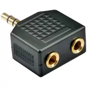 Image of LINDY 35625 Lindy Jack Audio/phono Adapter [2x Jack socket 3.5mm - 1x Jack plug 3.5 mm] Black