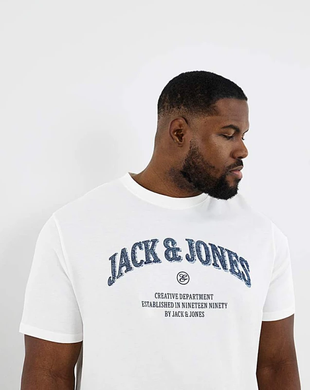 Image of jack & jones Jack & Jones Denver Logo T-Shirt - White White - JACK & JONES - Size: 4XL(59) White Male 4XL(59) JA54806