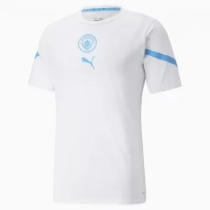 Image of PUMA x First Mile Man City Prematch Mens Jersey, White/Light Blue, size Small, Clothing