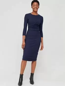 Image of Armani Exchange Jersey Knee Length Dress - Navy Size XS Women