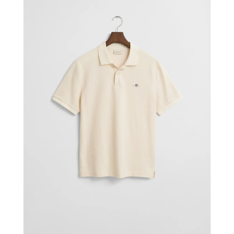 Image of Gant Textured Polo Shirt Cream male M