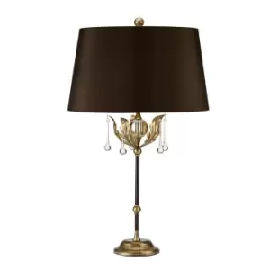 Image of Table Lamp Handmade with Glass Drops Brown Shade Bronze Gold LED E27 60W Bulb
