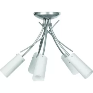 Image of Oshine Multi Arm Semi Flush Ceiling Light Satin, 5x E14