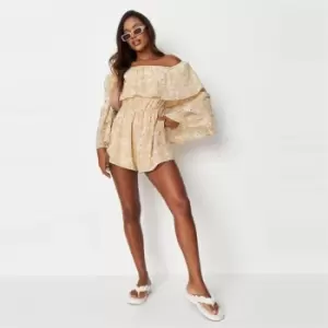 Image of Missguided Ruffle Playsuit Ls Floral - Yellow