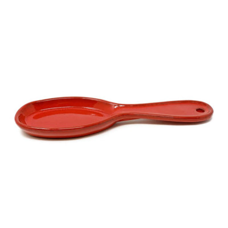 Image of Verano Spanish Ceramics Selena Glazed Hand Dipped Kitchen Dining Utensil Spoon Rest Red (L) 27Cm