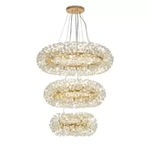 Image of Luminosa 3 Tier Pendant 58 Light G9 French Gold, Crystal, Item Weight: 30.2kg