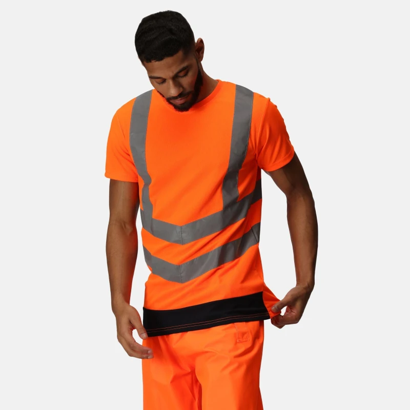 Image of Regatta Mens Hi-Vis T-Shirts Orange/Navy male L