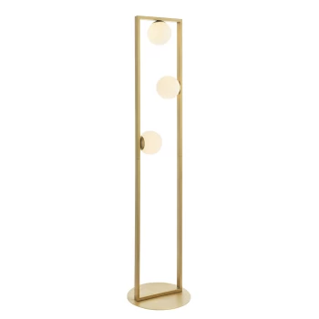Image of Ravello 3 Light Floor Lamp Brushed Gold Finish & Gloss Opal Glass