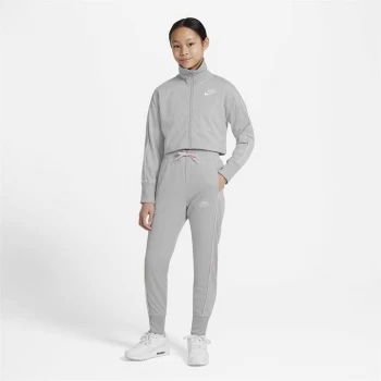 Image of Nike Sportswear Big Kids (Girls') High-Waisted Tracksuit - Grey/Pink